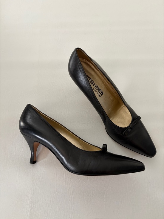 Bottega Veneta Vintage Women’s Shoes Low Heels Leather Pumps Black Size 9 - Picture 3 of 13